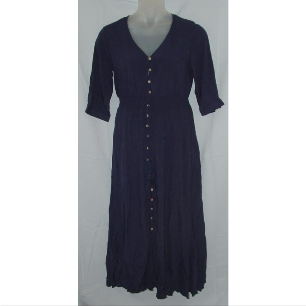 Elegant Navy Blue Button-Down Dress